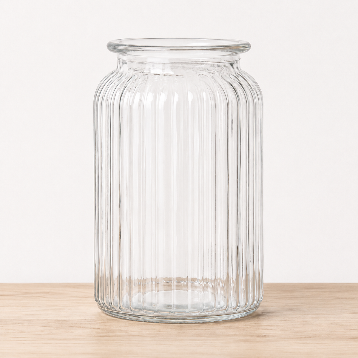 Clear ribbed glass vase for weekly flower subscription 2